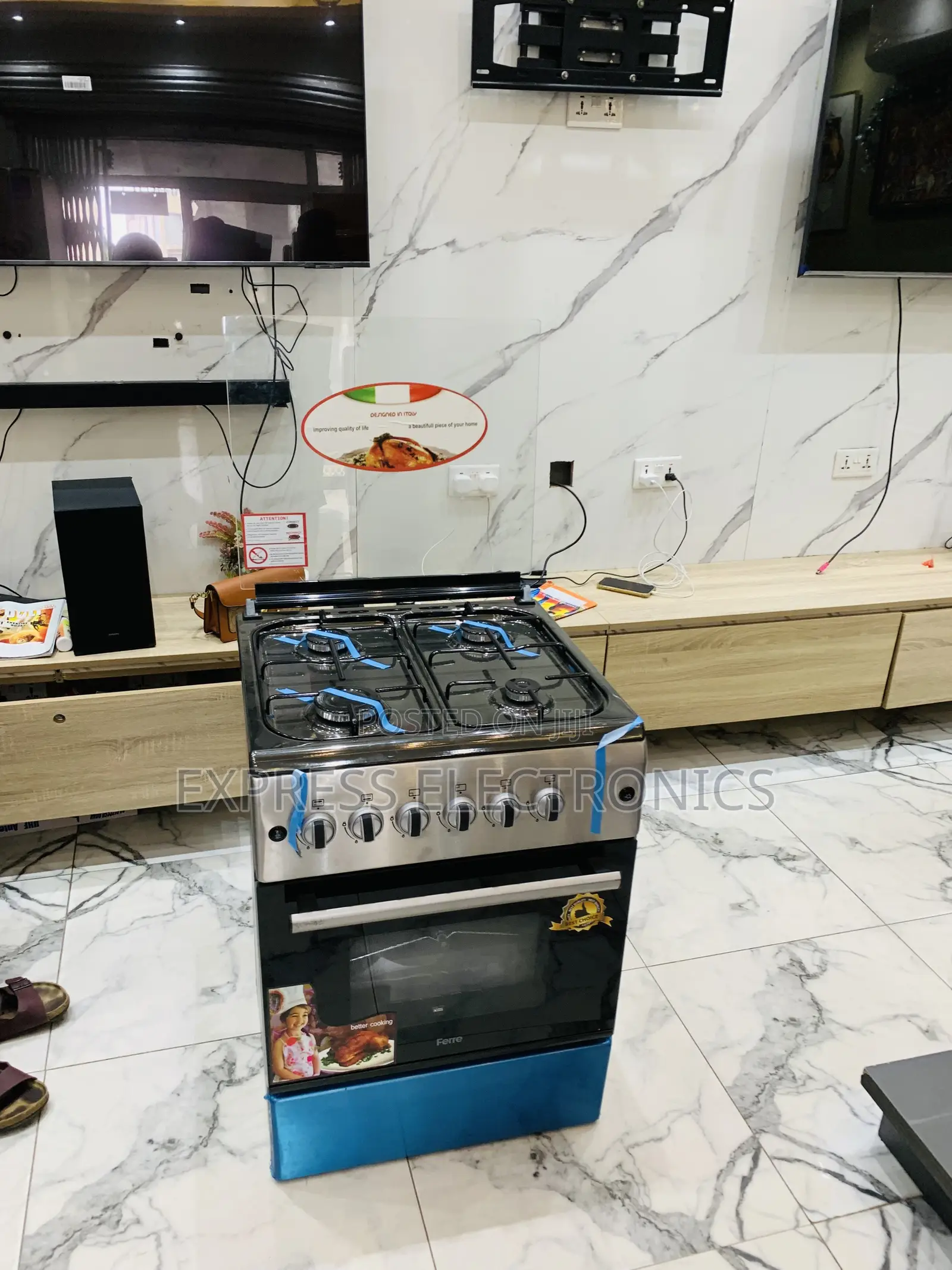 Quality New Line Black Gas Cooker Oven 4burner 60/60