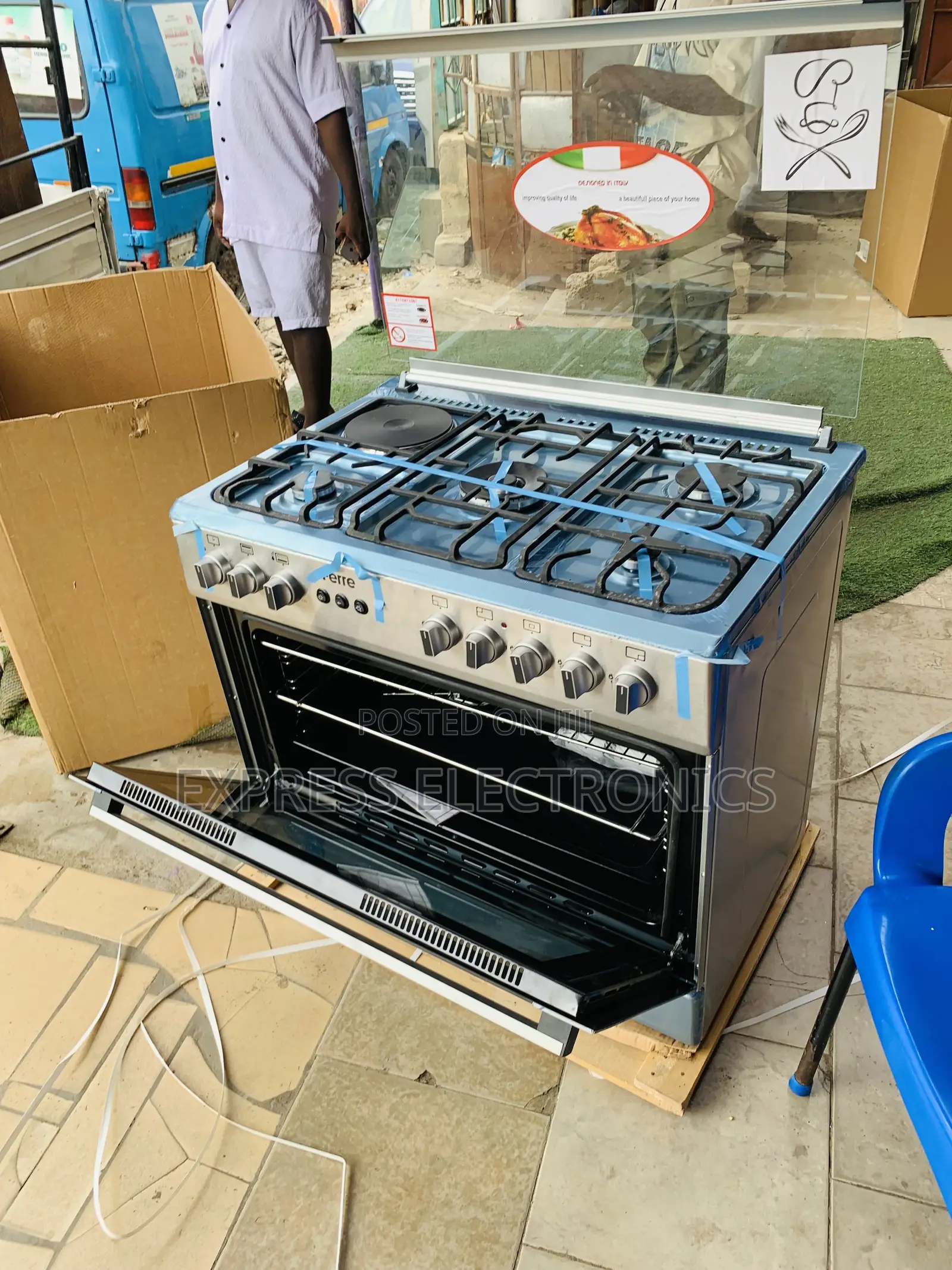4-1 Ferre Gas Electric Cooker 60/90 Oven Rotisserie Grill