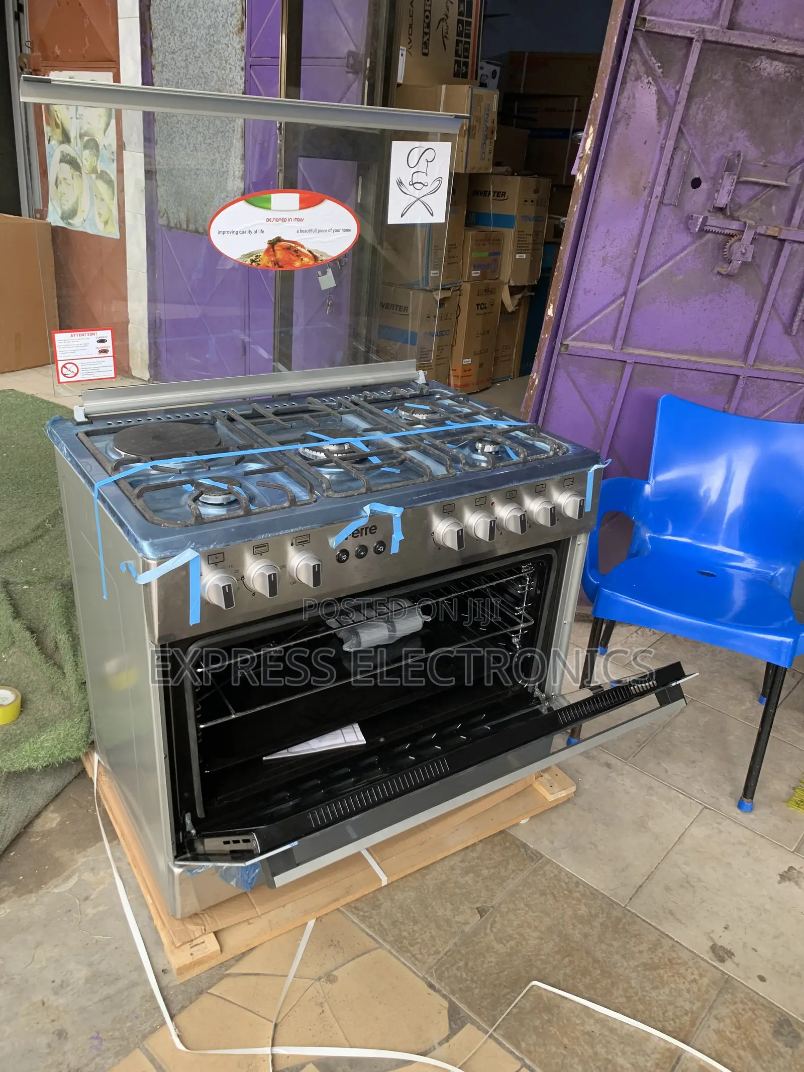 4-1 Ferre Gas Electric Cooker 60/90 Oven Rotisserie Grill