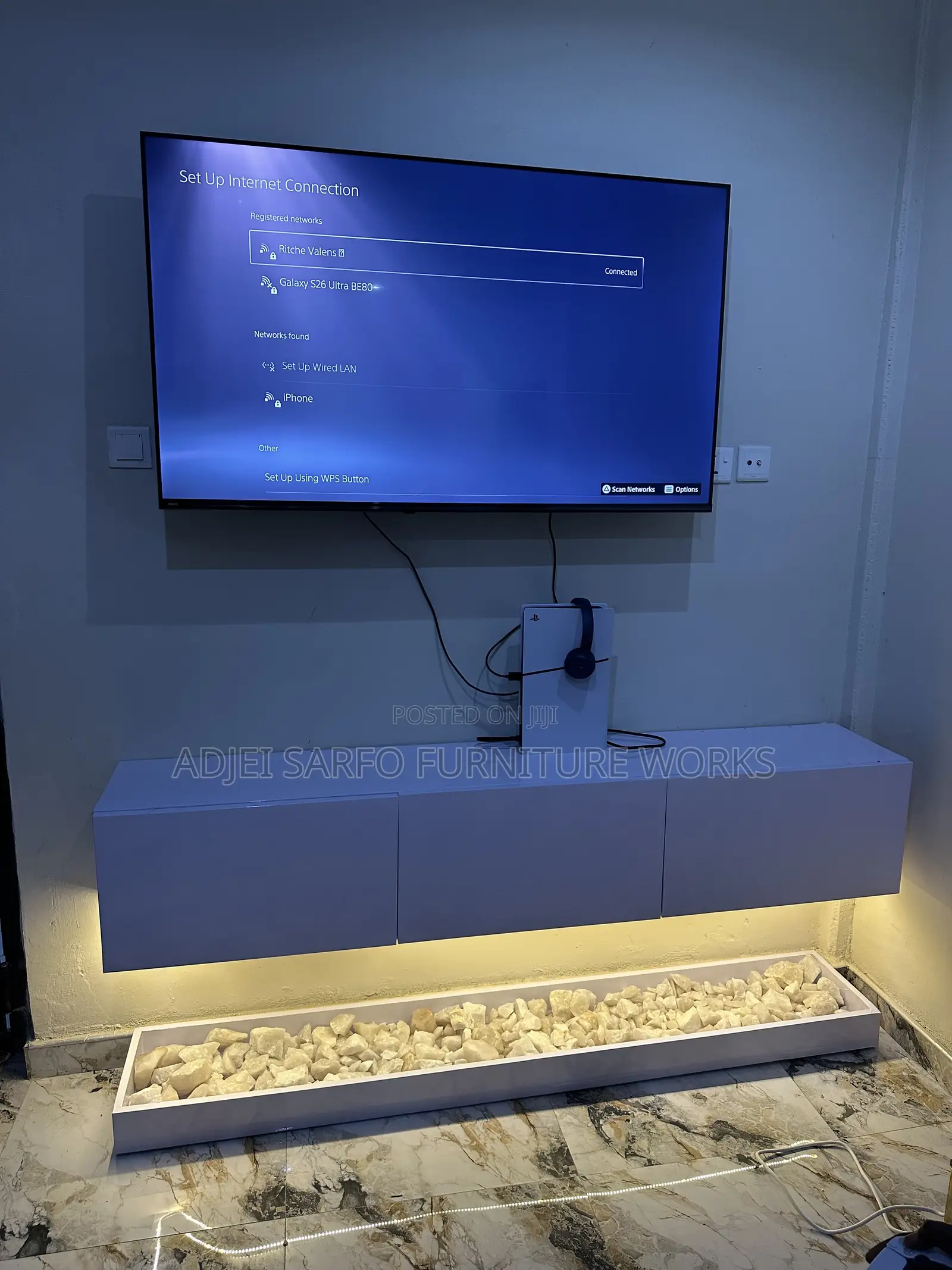 Original Led TV Stand With Modern Stones