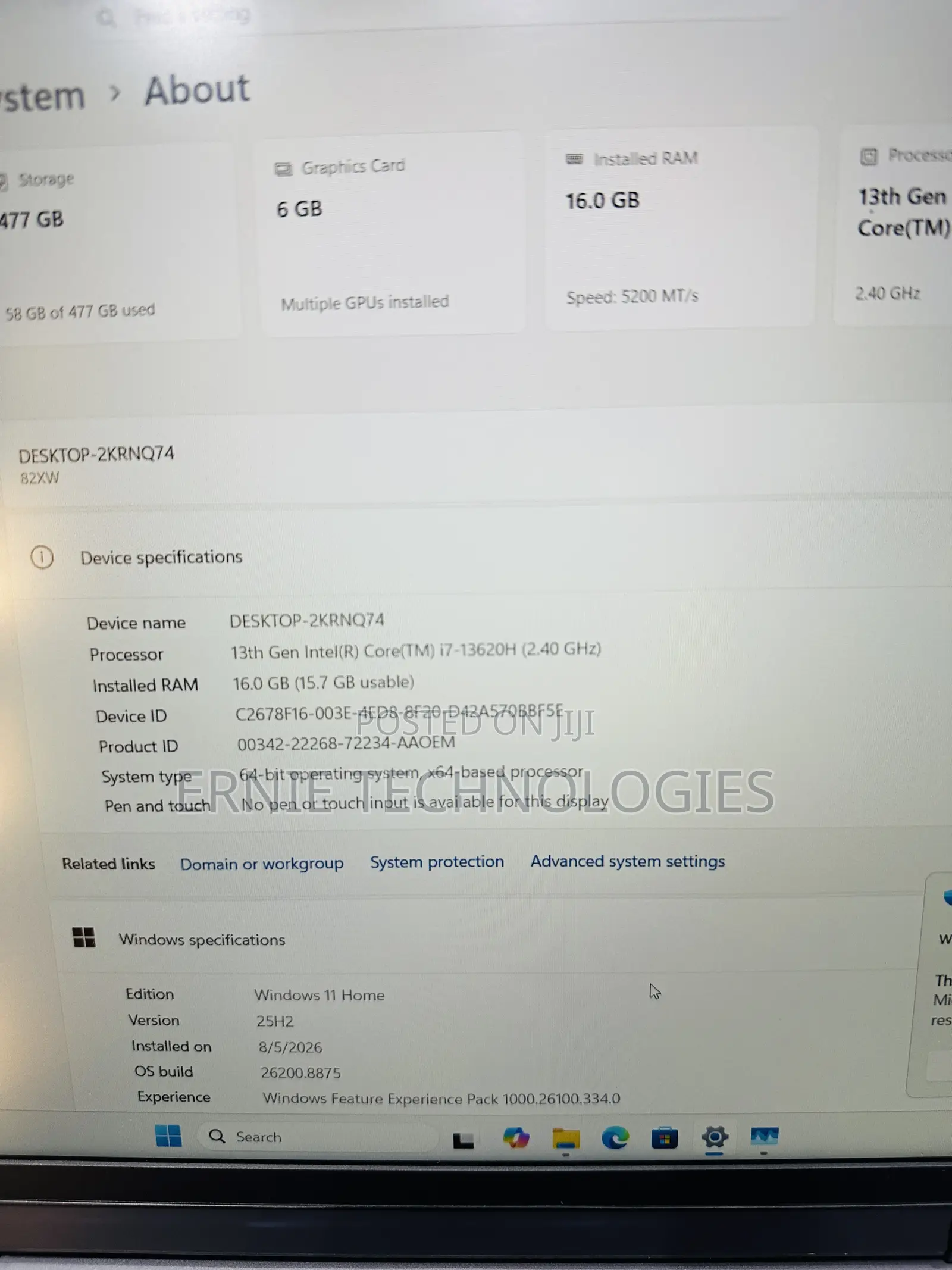 Laptop Lenovo LOQ 15IRH8 16GB Intel Core i7 SSD 512GB