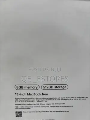 New Laptop Apple MacBook Neo 2026 8GB AMD A6 SSD 512GB