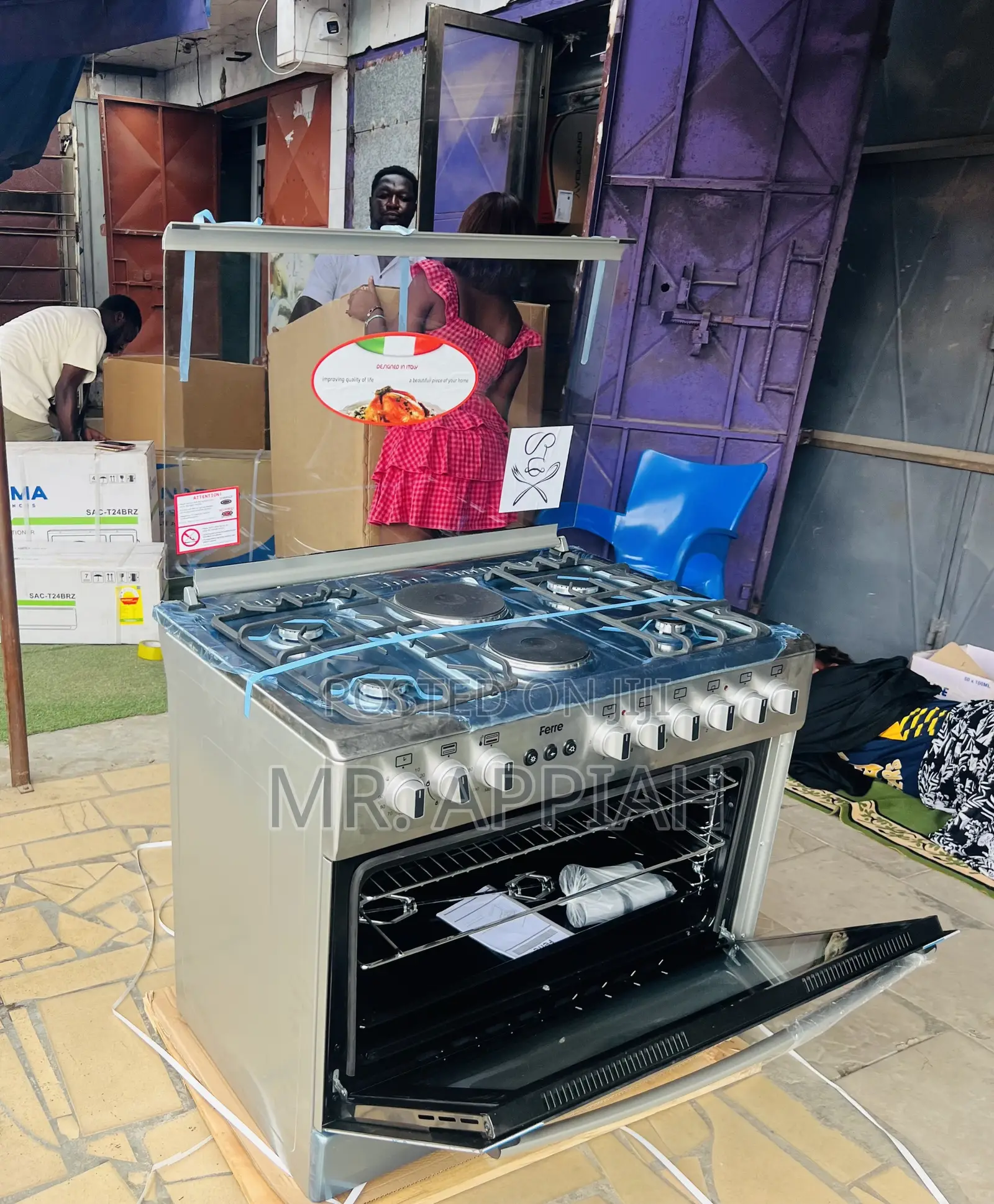 Super Sleek Ferre 4 Gas With 2 Electric Cooker(Auto Rotisserie) Gray