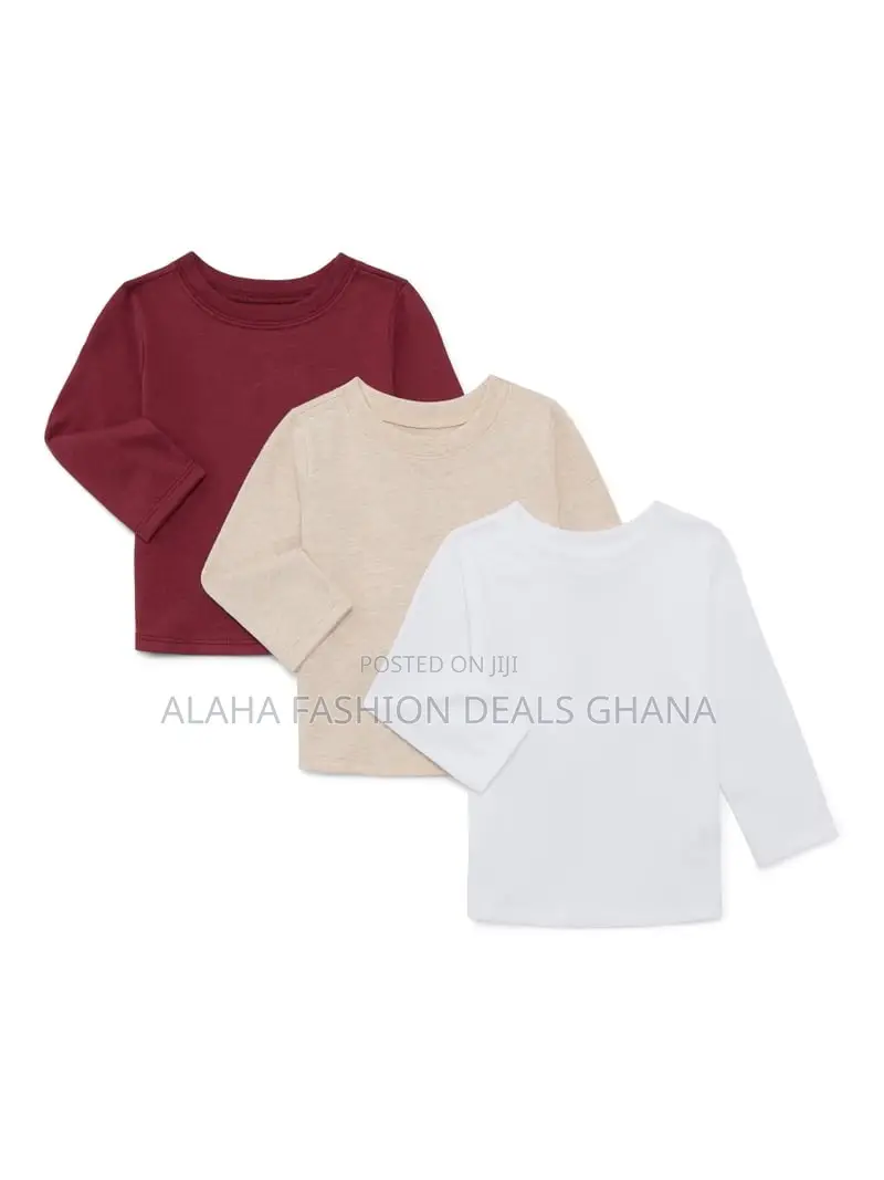Garanimals Baby Girls Long-Sleeve Solid Tees, 3-Pack,