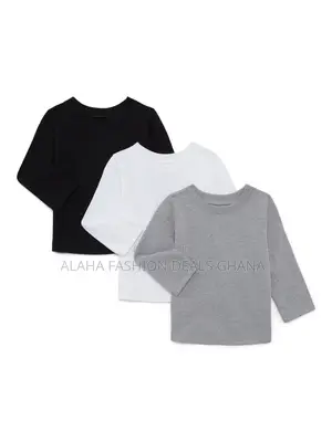 Garanimals Baby Girls Long-Sleeve Solid Tees, 3-Pack,