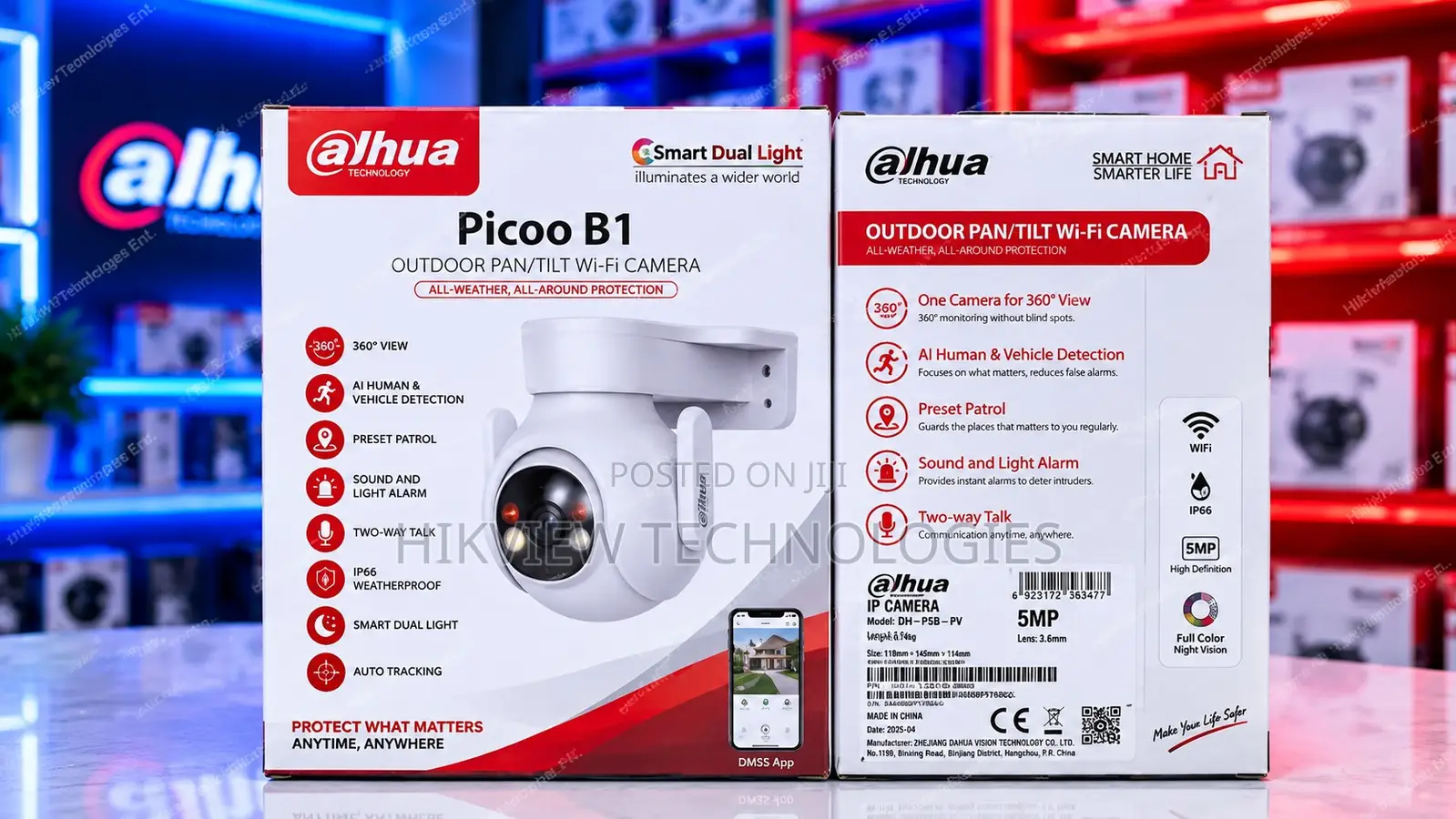 Dahua P5b-Pv 5MP Outdoor Fixed-Focal Wi-Fi Pan Tilt Network Camera