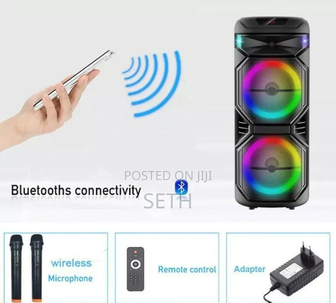 TTD-1515 Portable Bluetooth Speakers With Karaoke Microphone - Black