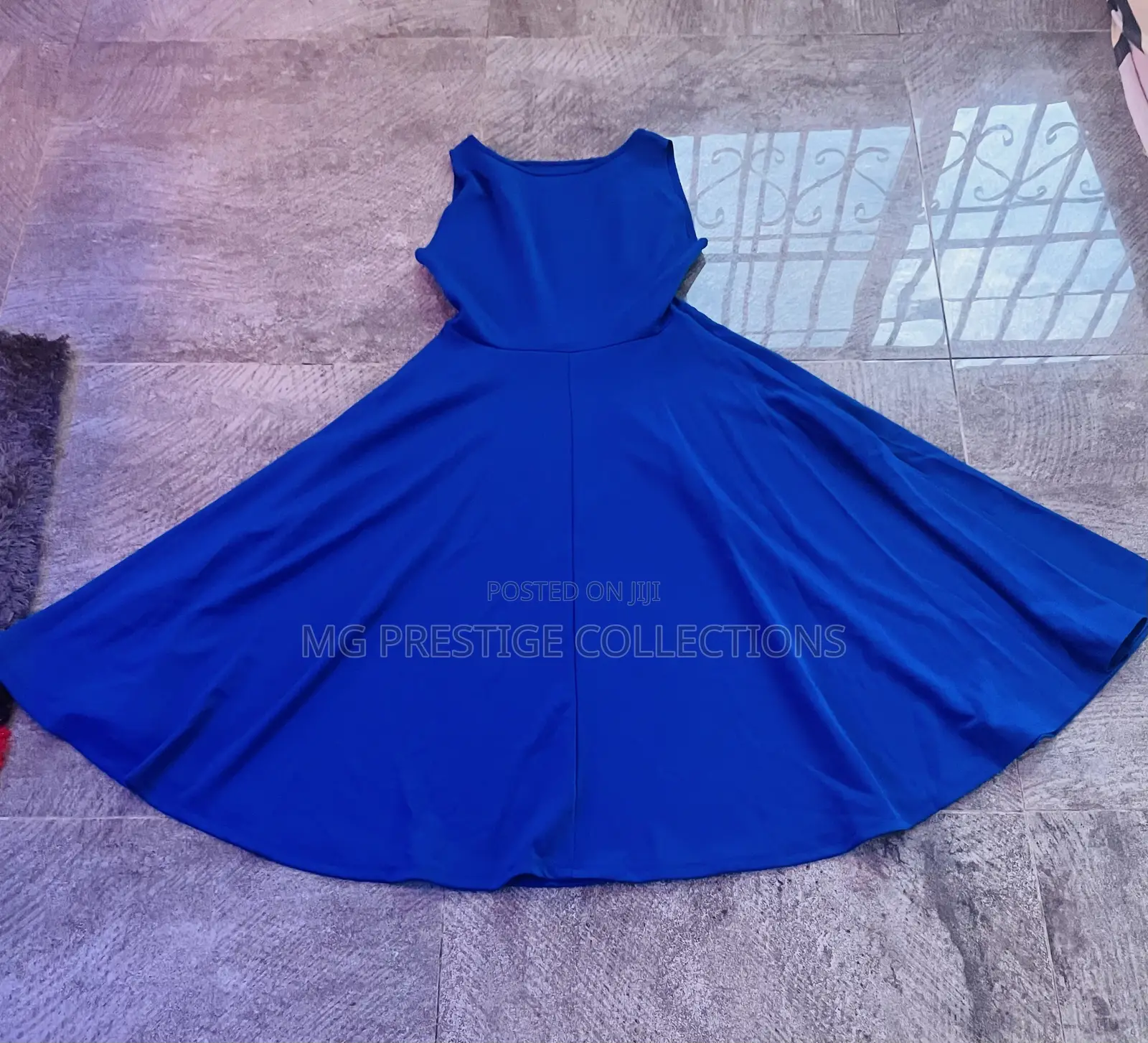 Women's Royal Blue Sleeveless Skater Midi Dress