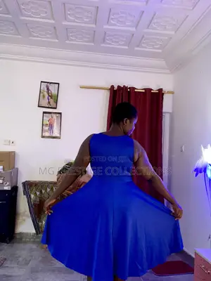 Women's Royal Blue Sleeveless Skater Midi Dress