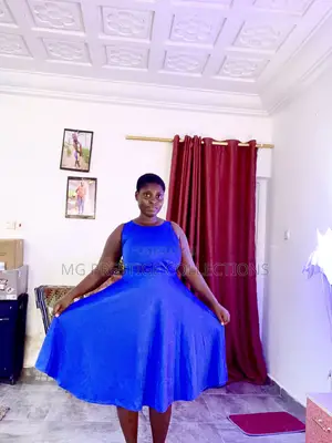 Women's Royal Blue Sleeveless Skater Midi Dress