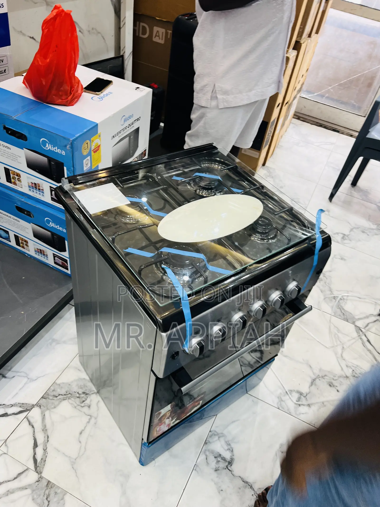 Super Adorable Ferre 60x60cm Glass Lid 4 Gas Cooker(Glass Lid).