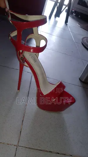 Red Glossy High Platform Sandals Size 40