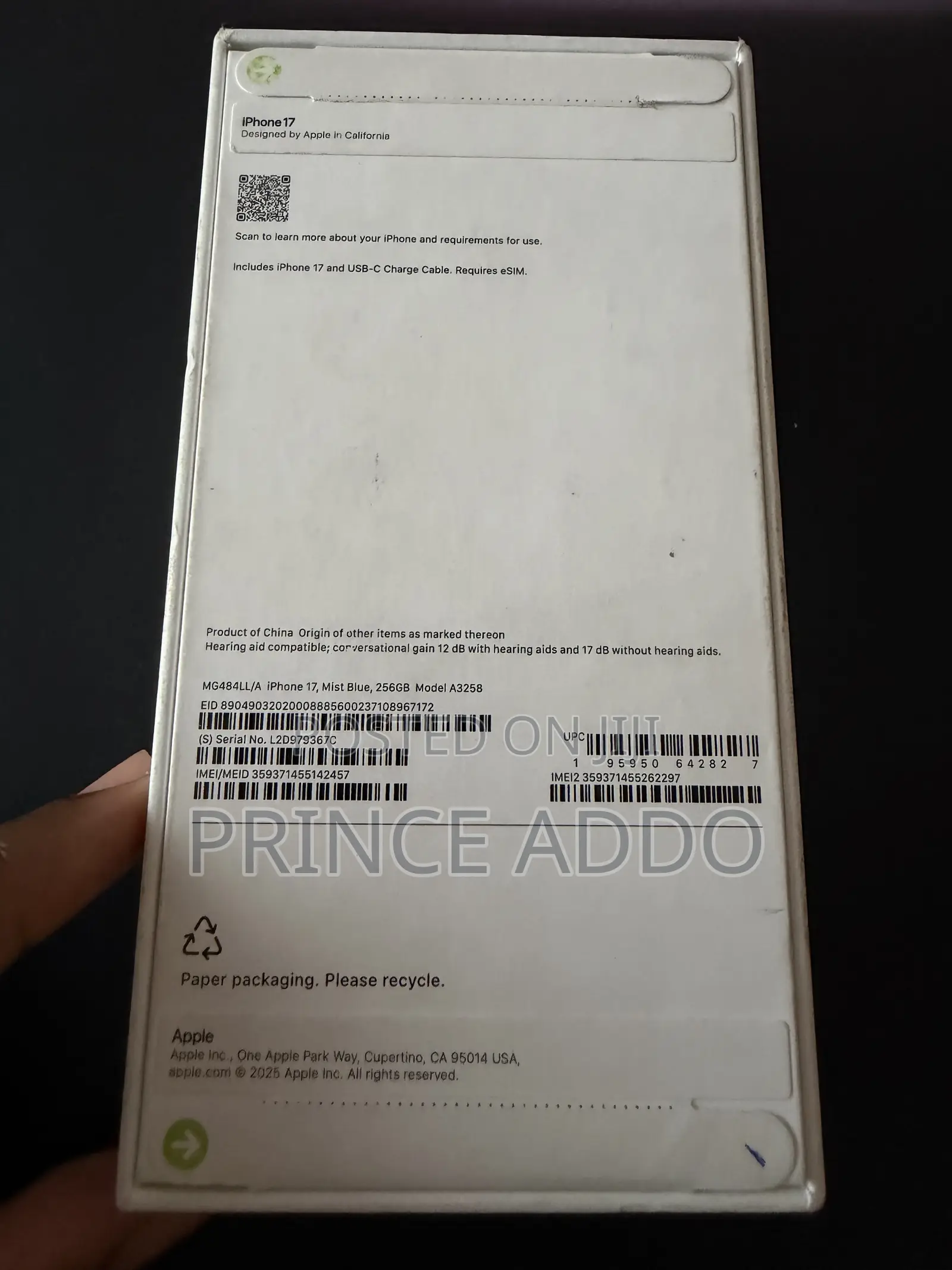 New Apple iPhone 17 256 GB Blue