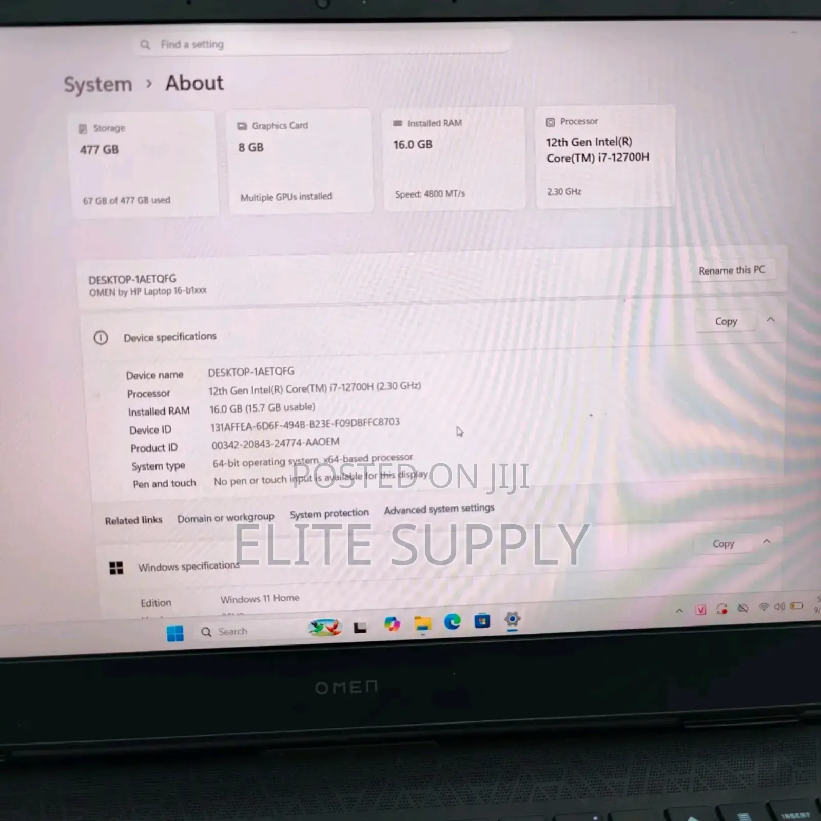 New Laptop HP Omen 16 16GB Intel Core i7 SSD 512GB