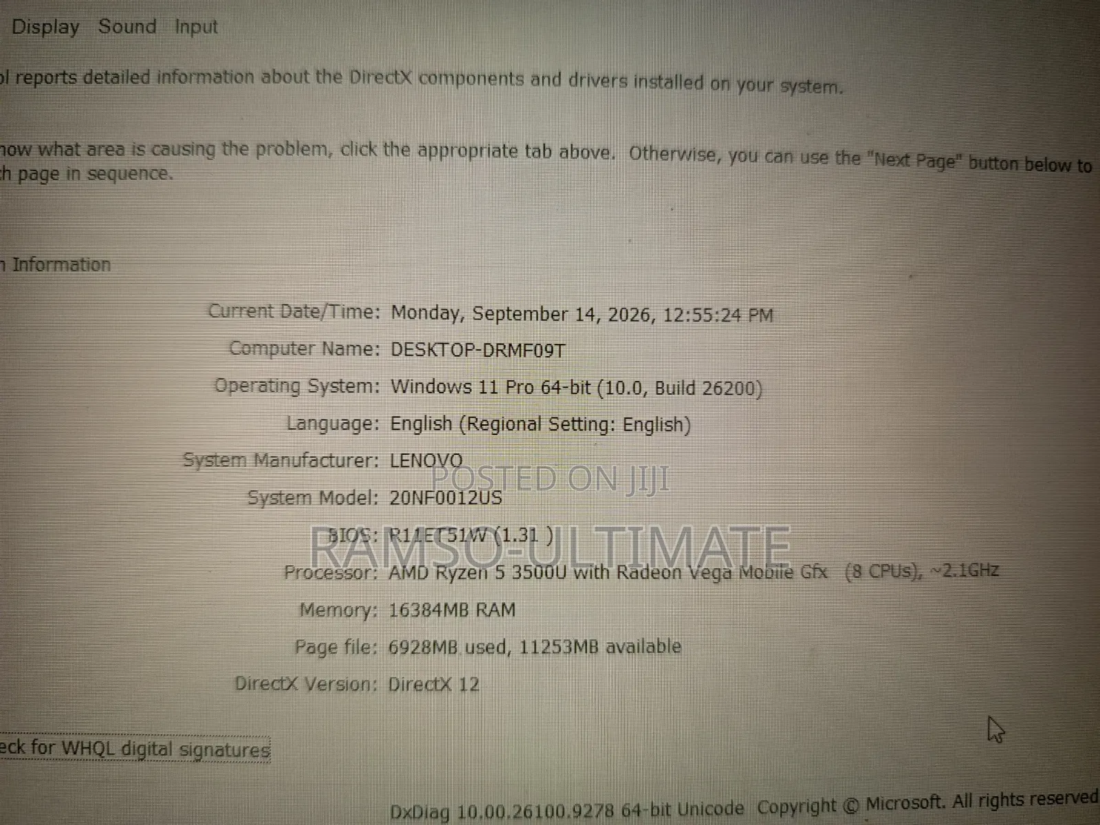 Laptop Lenovo 16GB AMD Ryzen 5 SSHD+SSD 256GB