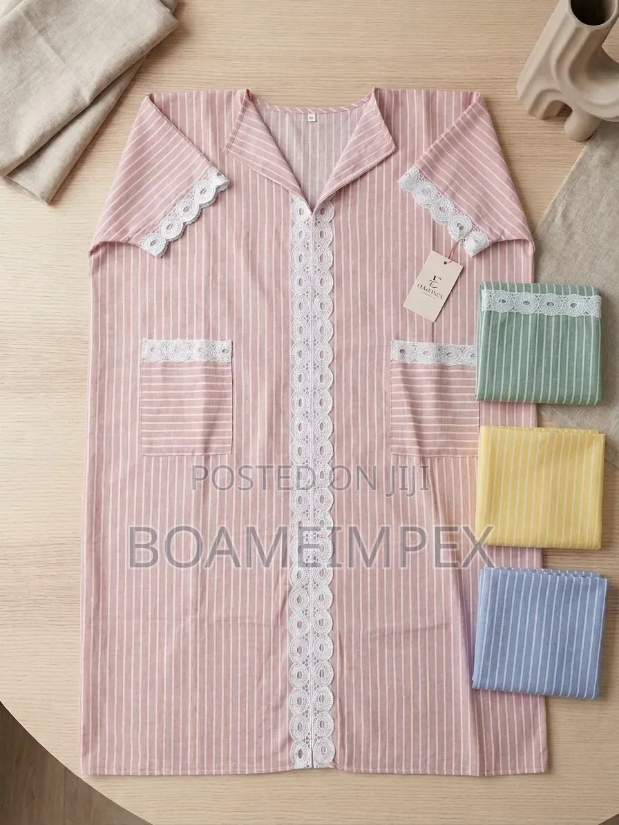 Ladies Bubu-Elegant Striped Cotton Kaftan Maxi Dress