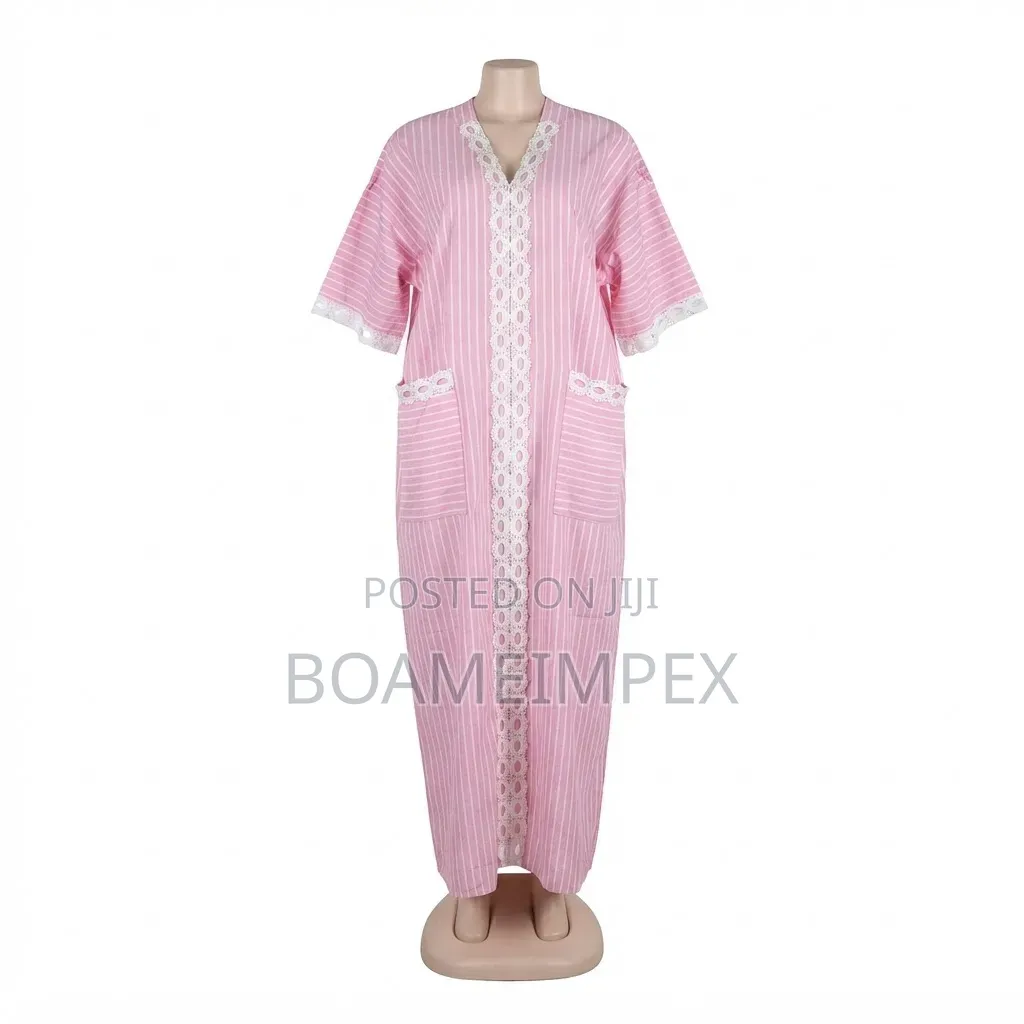 Ladies Bubu-Elegant Striped Cotton Kaftan Maxi Dress