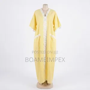 Ladies Bubu-Elegant Striped Cotton Kaftan Maxi Dress