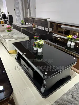 Black + Silver Chrome Coffee Table With Drawers