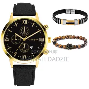 Men's Geneva Watch and Bracelet Gift Set
