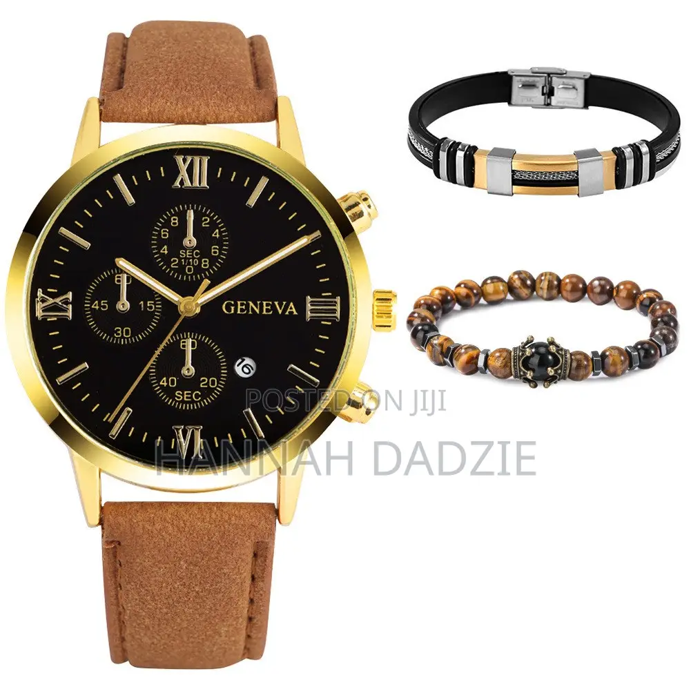 Men's Geneva Watch and Bracelet Gift Set