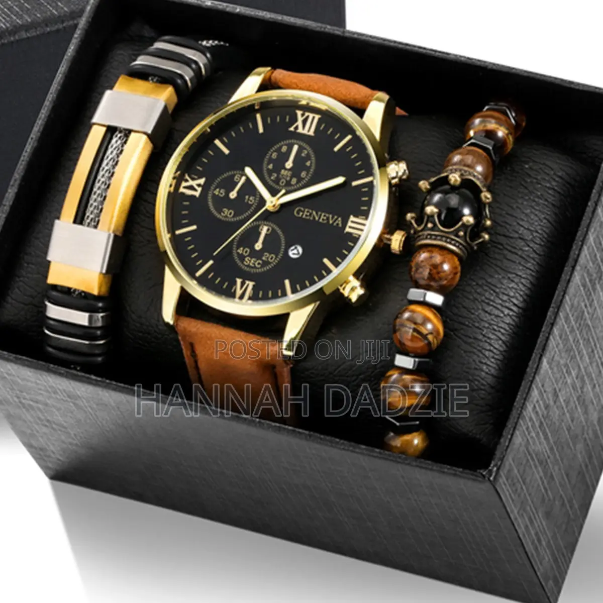 Men's Geneva Watch and Bracelet Gift Set