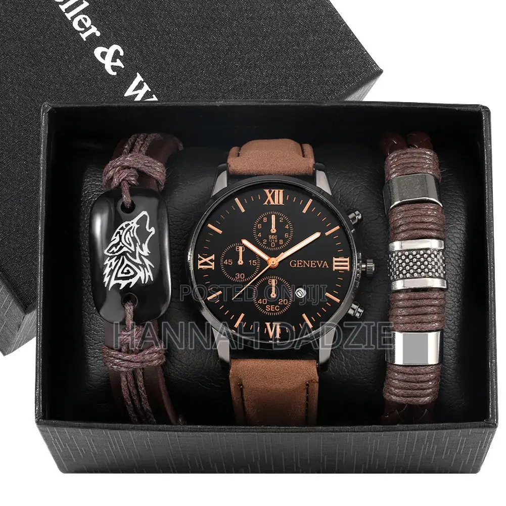 Men's Geneva Watch and Bracelet Gift Set