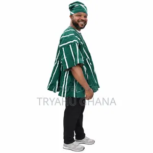 Authentic Green and White bBatakari for Men in Ghana | Tryahu