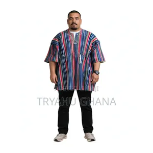 Buy Multi Colored Navy-Red-Green-White-Stripes Handmade Fugu in Ghana