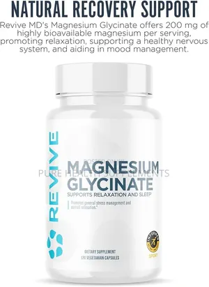 Revive, Magnesium Glycinate 200mg, (100mg Per Capsule) 120 Veg Caps