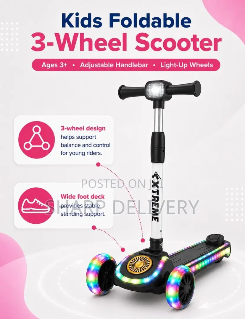 Kids Foldable 3-Wheel Scooter for Ages 3+