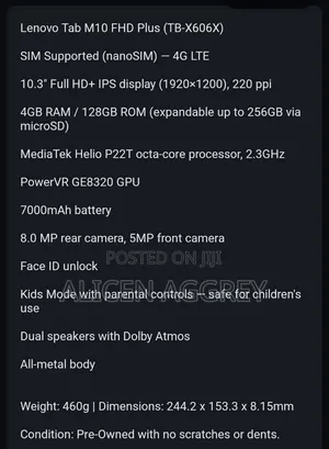 Lenovo Smart Tab M10 HD LTE 128 GB Gray