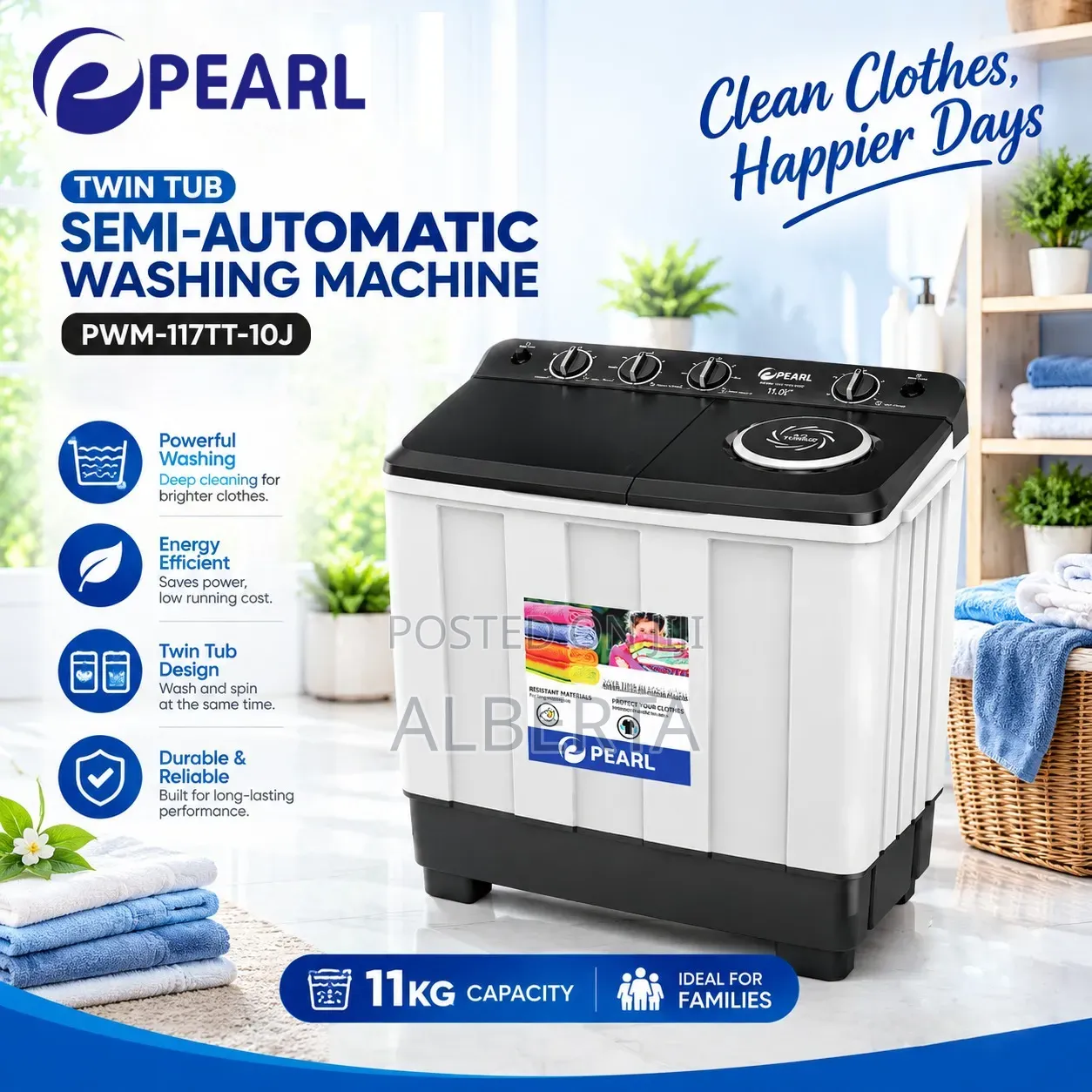 11kg Pearl Twin Tub