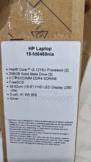 New Laptop HP 15 8GB Intel Core i3 SSD 256GB