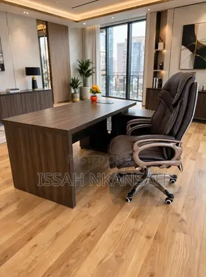 Dark Walnut L :Desk + Dark Brown Chair