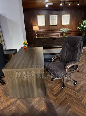 Dark Walnut L :Desk + Dark Brown Chair