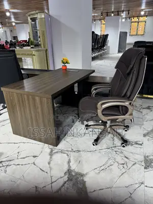 Dark Walnut L :Desk + Dark Brown Chair