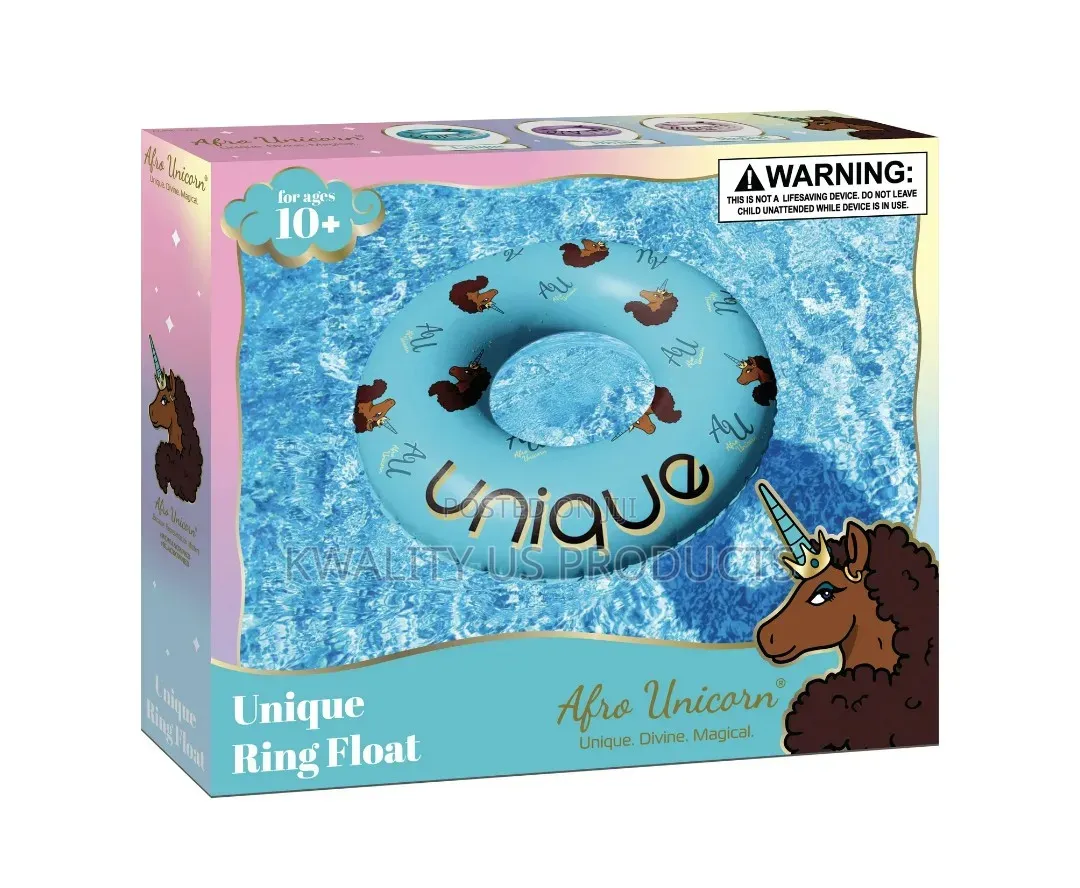 Afro Unicorn Inflatable Swimming Ring - 39 Inches
