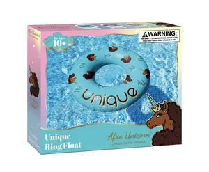 Afro Unicorn Inflatable Swimming Ring - 39 Inches