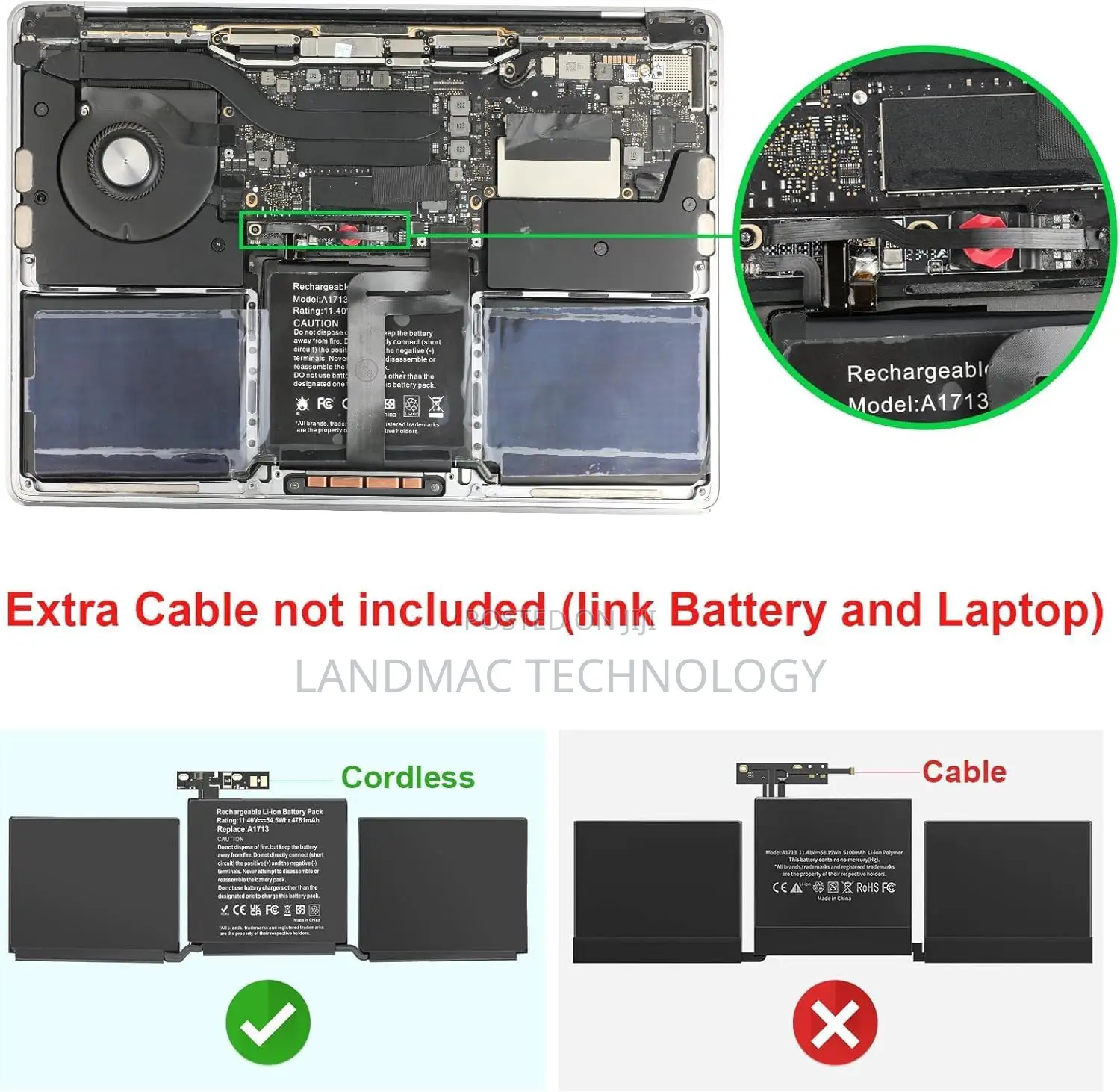 A2289/A1713 Battery for Macbook Pro Retina 13′′ A1708 (Late 2016 And