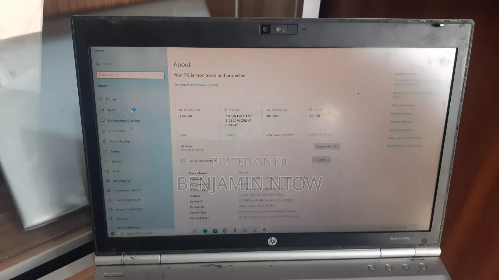 Laptop HP EliteBook 8460P 2GB Intel Core i5 HDD 256GB
