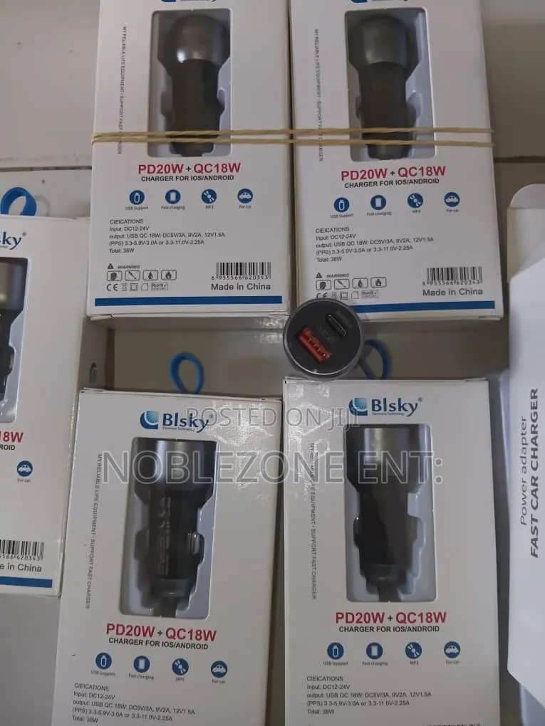 Original Car USB and Type C Car Charger Head W
