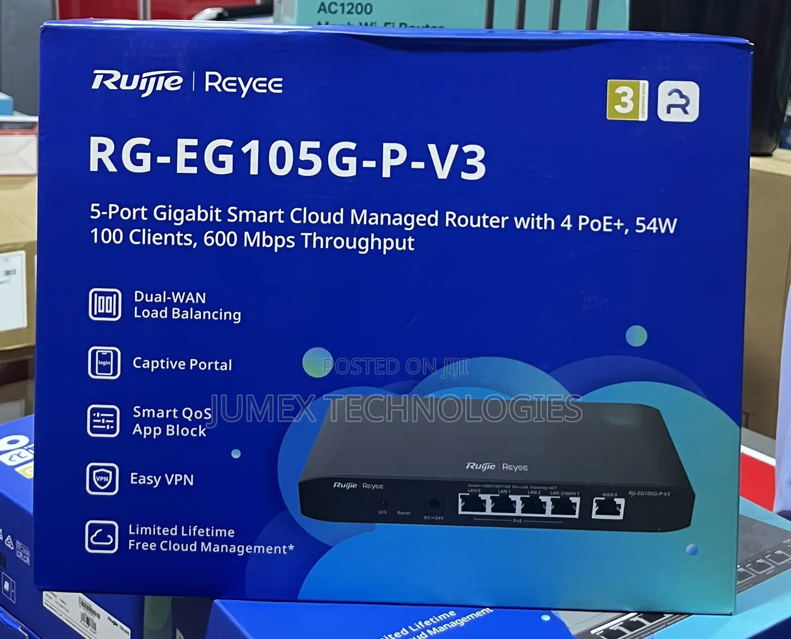 Ruijie Rg-Eg105g-P-V3 Cloud Manage Router With 4 Port Poe Switch