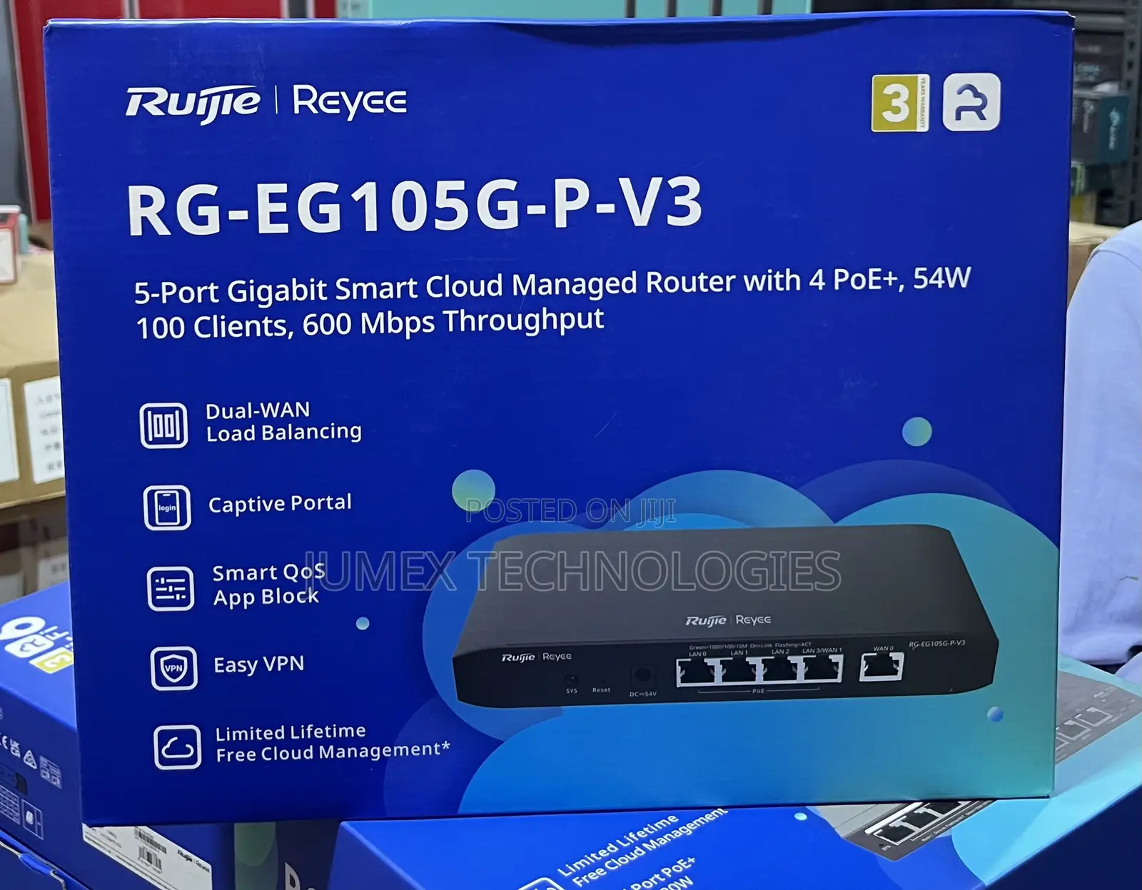 Ruijie Rg-Eg105g-P-V3 Cloud Manage Router With 4 Port Poe Switch