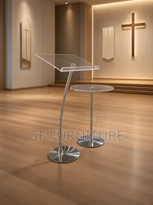 Modern Acrylic Stainless Steel Pulpit