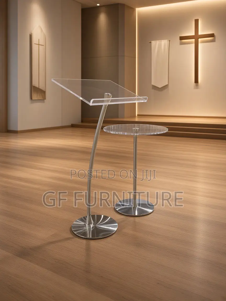 Modern Acrylic Stainless Steel Pulpit