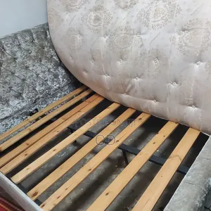 Grey Crushed Velvet Wingback Bed Frame