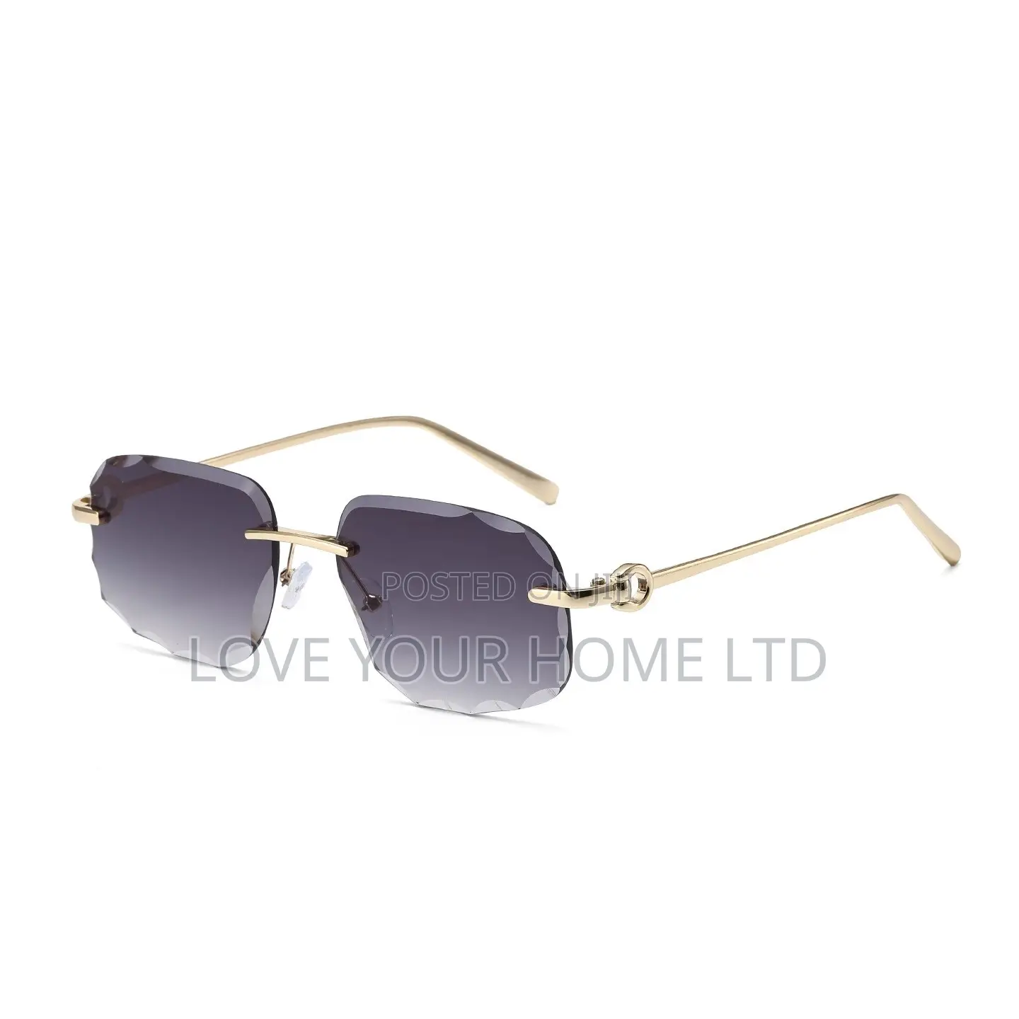 Rimless Fashion Sunglasses – Purple Gradient Lens Gold Frame