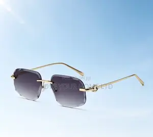 Rimless Fashion Sunglasses – Purple Gradient Lens Gold Frame