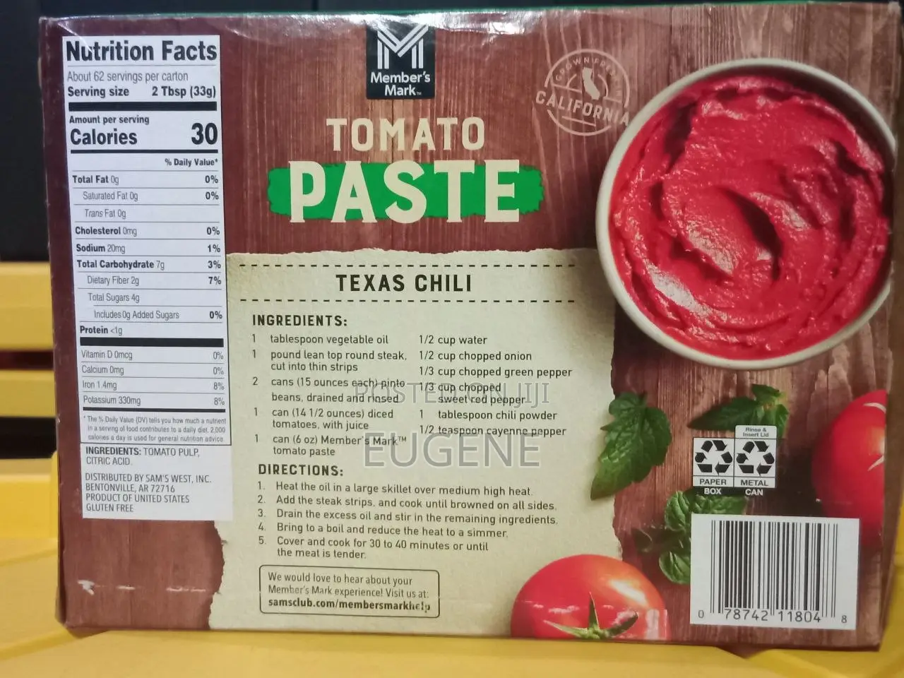Member's Mark Tin Tomato Paste - Texas Chili (4.5lb/2.04kg)